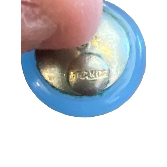 Vintage Clip-on Earrings Rhinestones Blue Chaldecony Stone Made France Antique - Picture 7 of 10